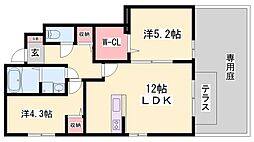 クローバー・シャトレ 2LDKの間取図画像