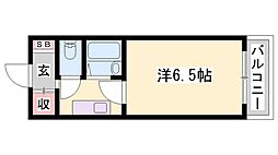 BASE1北姫路 1Kの間取図画像
