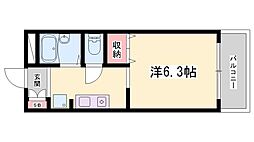アミスタ花北 1Kの間取図画像