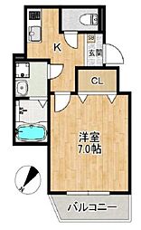 ALEGRIA姫路東 1Kの間取図画像