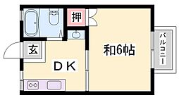 パナハイツ魚橋S 1DKの間取図画像
