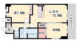 アネックスウエスト21 2LDKの間取図画像