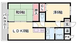 リバーサイド白鷺 2LDKの間取図画像