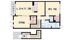 サニーレジデンス御着A 2LDKの間取図画像