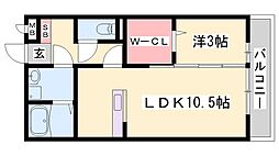 セジュール東阿保A棟 1LDKの間取図画像