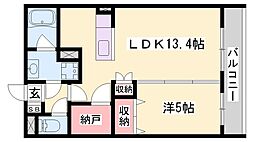 アーバンフラッツ加西 1LDKの間取図画像