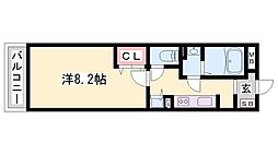 トレスツリー 1Kの間取図画像