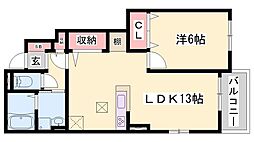 プランドール2 1LDKの間取図画像