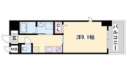 カーサイーグレット 1Kの間取図画像