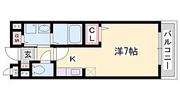 アラモード・F ワンルームの間取図画像