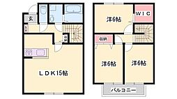 エクレール田寺B棟 3LDKの間取図画像