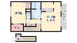 クレアーB館 1LDKの間取図画像
