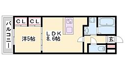 MISTRAL龍野町 1LDKの間取図画像