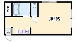 姫西ハイツ ワンルームの間取図画像