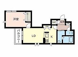 プレミアス三左衛門 1LDKの間取図画像