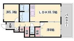 クレアーコート 2LDKの間取図画像