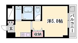 飾磨中村コーポ 1Kの間取図画像