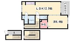 アニメート・ミキ 1LDKの間取図画像