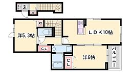 フェリア垣内 2LDKの間取図画像
