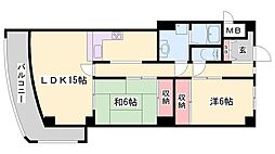 プレジオ滝野 2LDKの間取図画像