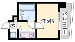 朝日プラザサウスコア姫路 ワンルームの間取図画像
