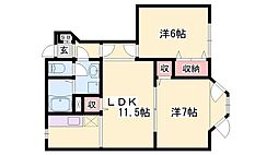 コンフォート阿江 2LDKの間取図画像