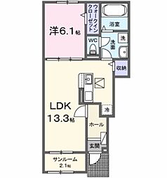 姫路市大津区平松アパート 1LDKの間取図画像