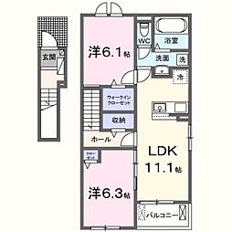 サンセールIX B 2LDKの間取図画像