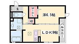 プリムローズ・佳音 1LDKの間取図画像