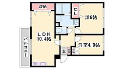 サンリッチ青山 2LDKの間取図画像