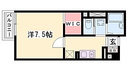 エスポワールカサイ 1Kの間取図画像