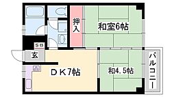 マンション大喜 2DKの間取図画像