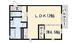 アムール 1LDKの間取図画像