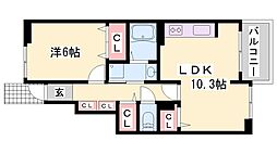 カルムメゾン2 1LDKの間取図画像