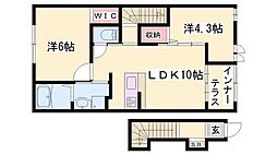 アルブルーム 2LDKの間取図画像