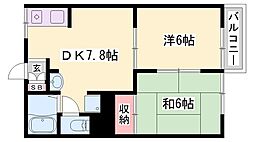 コーポ三木 2DKの間取図画像