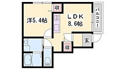 ネットハイツ1 1LDKの間取図画像