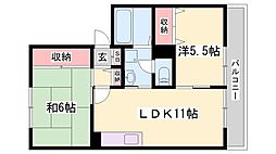 クレール御立A棟 2LDKの間取図画像