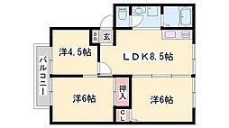 サンフォーレハイツA棟 3LDKの間取図画像