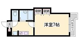 ジュネス保城 1Kの間取図画像