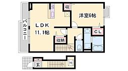 サンパティーク・カーサA 1LDKの間取図画像
