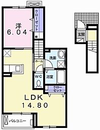 オーテリトワール 1LDKの間取図画像