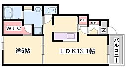 ジュネス2 1LDKの間取図画像