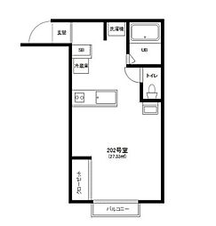 エトランスYoshika 1Kの間取図画像