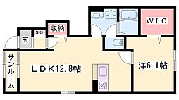 アリビオ 1LDKの間取図画像