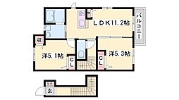 ヒメコウライグリーン 2LDKの間取図画像