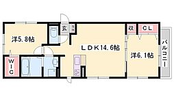 カーサフェリーチェ 2LDKの間取図画像