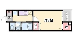 アメニティー・ウエスト 1Kの間取図画像