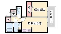 ジュネスSハイム2 1DKの間取図画像