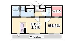 アーバンハイツ川田 1LDKの間取図画像
